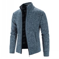 Nowa wiosna jesień sweter z dzianiny moda męska Slim Fit sweter mężczyzn przyczynowe swetry płaszcze solidny kardigan jednorzędowy mężczyzn 2